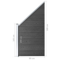 Produktbild för Staketpaneler WPC 619x(105-186) cm svart