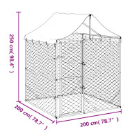 Produktbild för Hundgård med tak silver 2x2x2,5 m galvaniserat stål