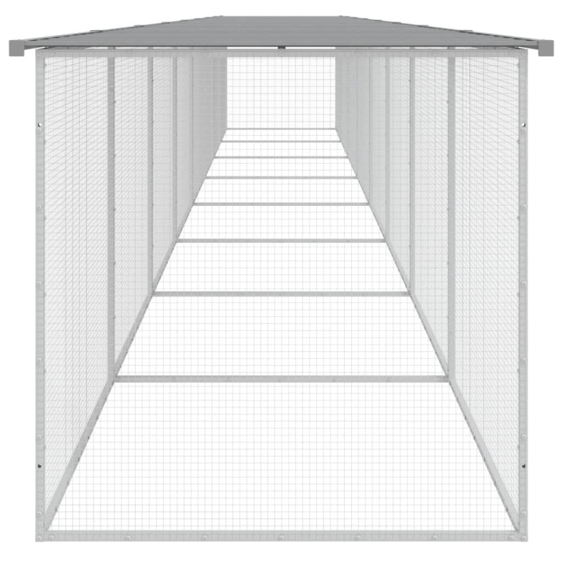 Produktbild för Hönsbur med tak ljusgrå 803x98x90 cm galvaniserat stål