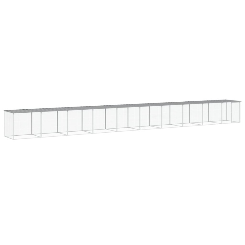 Produktbild för Hönsbur med tak ljusgrå 1003x98x90 cm galvaniserat stål