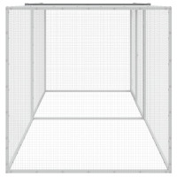Produktbild för Hönsbur med tak ljusgrå 203x98x90 cm galvaniserat stål