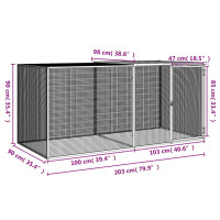 Produktbild för Hönsbur med tak ljusgrå 203x98x90 cm galvaniserat stål