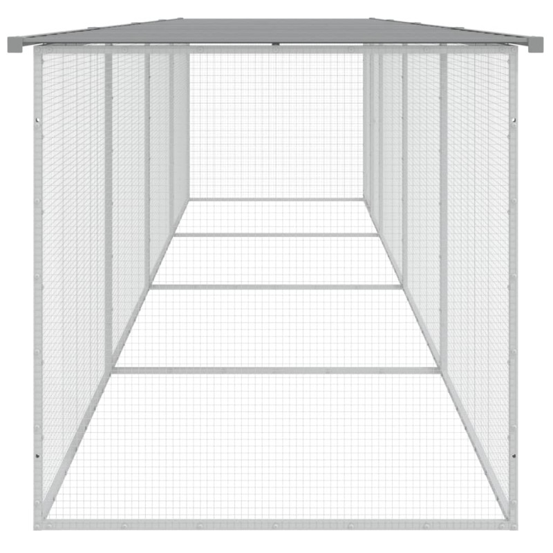 Produktbild för Hönsbur med tak ljusgrå 403x98x90 cm galvaniserat stål