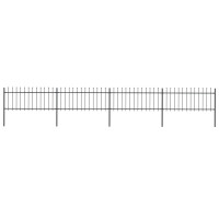 Produktbild för Trädgårdsstaket med spjuttopp stål 6,8x0,8 m svart