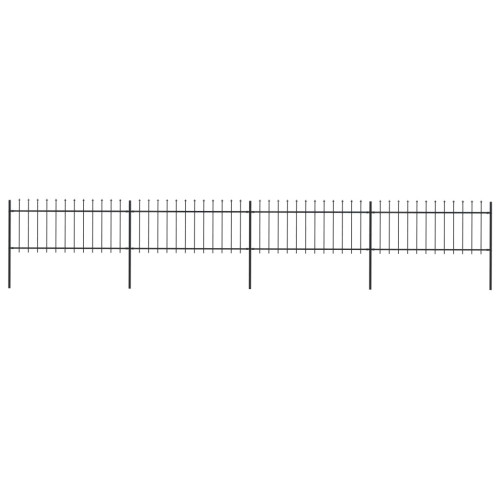 vidaXL Trädgårdsstaket med spjuttopp stål 6,8x0,8 m svart