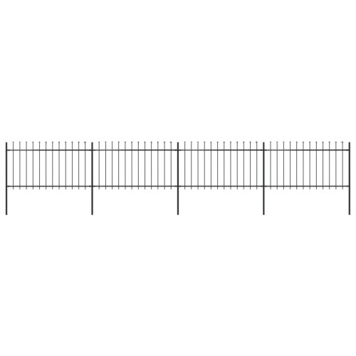 vidaXL Trädgårdsstaket med spjuttopp stål 6,8x1 m svart