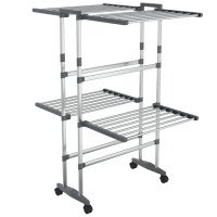 Produktbild för Torkställning på hjul 2 nivåer silver 60x70x106 cm