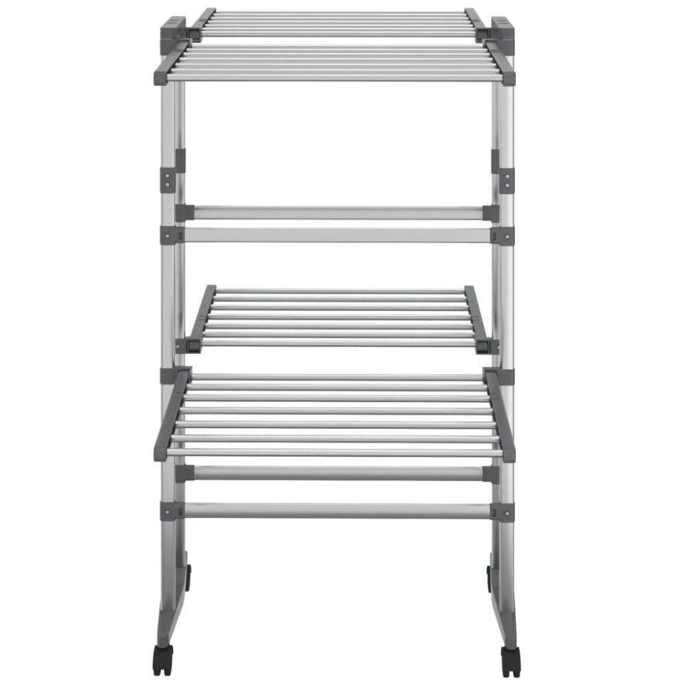 Produktbild för Torkställning på hjul 2 nivåer silver 60x70x106 cm