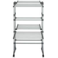 Produktbild för Torkställning på hjul 2 nivåer silver 60x70x106 cm