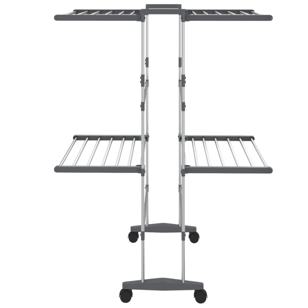 Produktbild för Torkställning på hjul 2 nivåer silver 60x70x106 cm