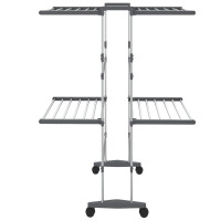 Produktbild för Torkställning på hjul 2 nivåer silver 60x70x106 cm
