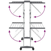 Produktbild för Torkställning på hjul 2 nivåer silver 60x70x106 cm