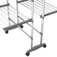 Produktbild för Torkställning på hjul 2 nivåer silver 60x70x106 cm