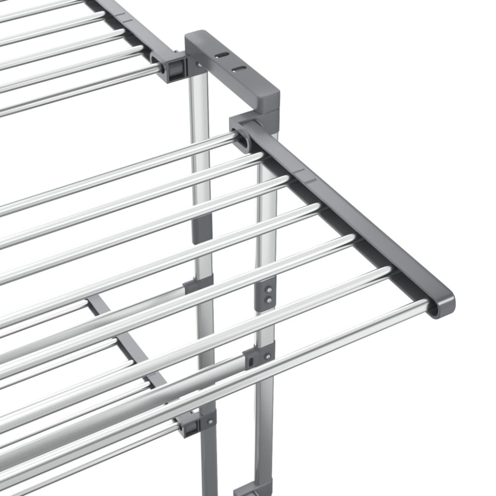 Produktbild för Torkställning på hjul 2 nivåer silver 60x70x106 cm