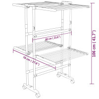 Produktbild för Torkställning på hjul 2 nivåer silver 60x70x106 cm