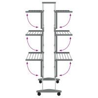 Produktbild för Torkställning på hjul 89x64x129 cm aluminium