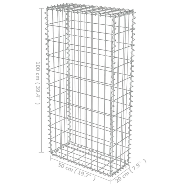 Produktbild för Gabionmur i galvaniserat stål 50x20x100 cm