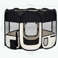 Produktbild för Hopfällbar hundhage med väska svart 90x90x58 cm