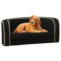 Produktbild för Hundsoffa vikbar svart 76x71x30 cm linne tvättbar dyna