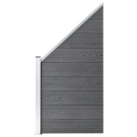 Miniatyr av produktbild för WPC-staketpanel 1 fyrkantig + 1 vinklad 273x186 cm grå