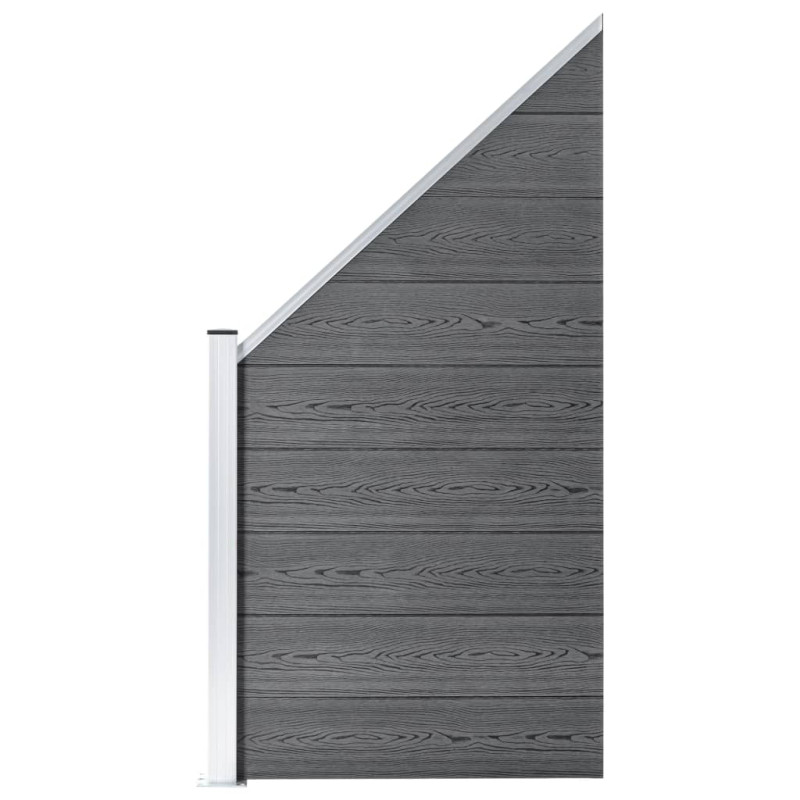 Produktbild för WPC-staketpanel 1 fyrkantig + 1 vinklad 273x186 cm grå