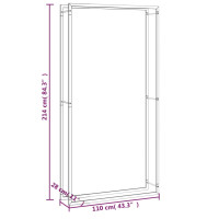 Produktbild för Vedställ matt svart 110x28x214 cm stål