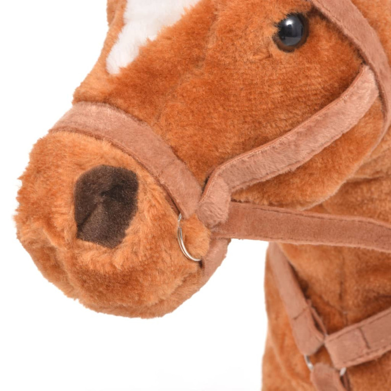 Produktbild för Stående leksakshäst plysch brun