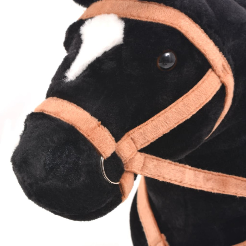 Produktbild för Stående leksakshäst plysch svart