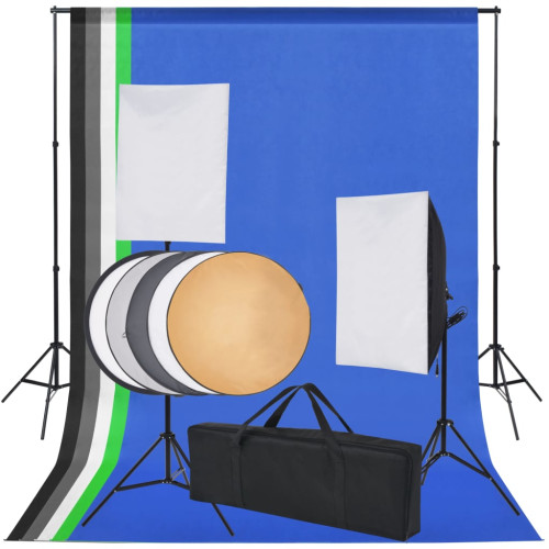 vidaXL Studioutrustning: 5 färgade bakgrunder & 2 softboxar