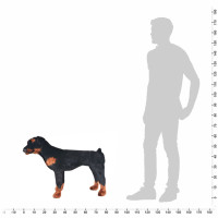 Produktbild för Stående leksakshund rottweiler plysch svart och brun XXL