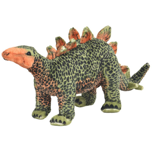 vidaXL Stående leksak stegosaurus plysch grön och orange XXL