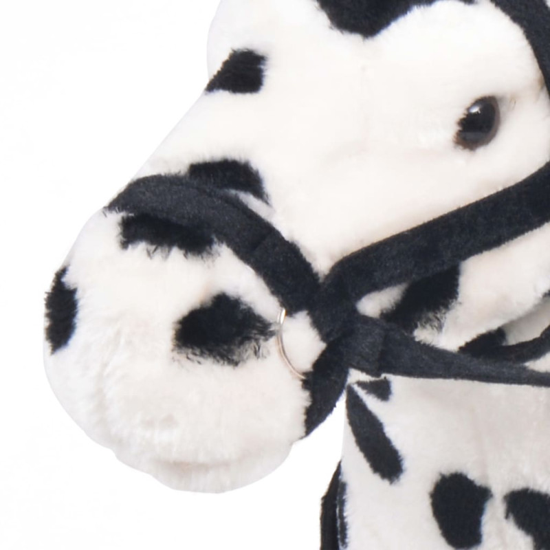 Produktbild för Stående leksakshäst plysch svart och vit XXL