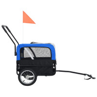 Miniatyr av produktbild för Cykelvagn för husdjur och joggingvagn 2-i-1 grå och blå