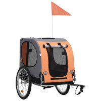 Miniatyr av produktbild för Cykelvagn för djur orange och grå