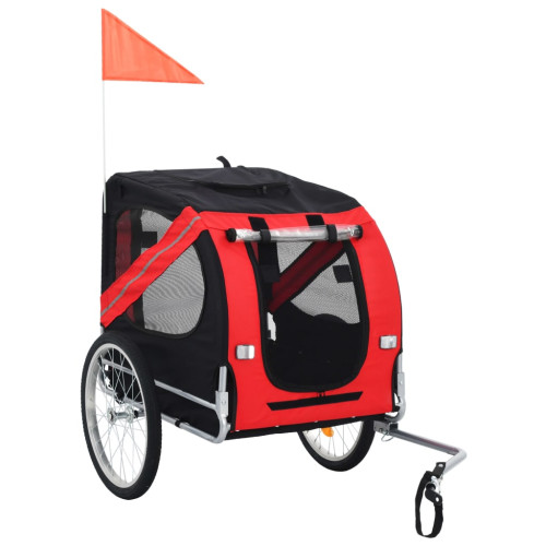 vidaXL Cykelvagn för djur röd och svart