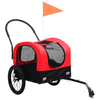 Miniatyr av produktbild för Cykelvagn för husdjur och joggingvagn 2-i-1 röd och svart