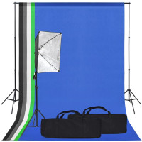 Produktbild för Fotostudio med softbox-lampa och bakgrund