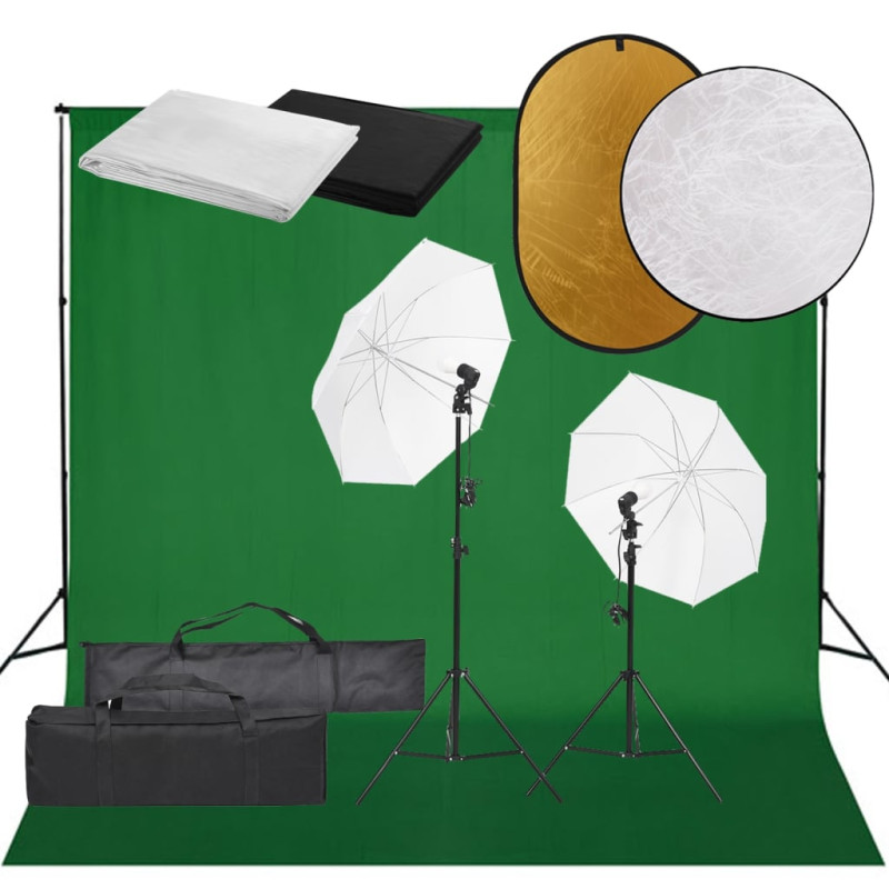 Produktbild för Fotostudio med lampor, bakgrund och reflexskärm