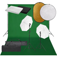 Miniatyr av produktbild för Fotostudio med lampor, bakgrund och reflexskärm