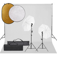Miniatyr av produktbild för Fotostudio med lampor, bakgrund och reflexskärm