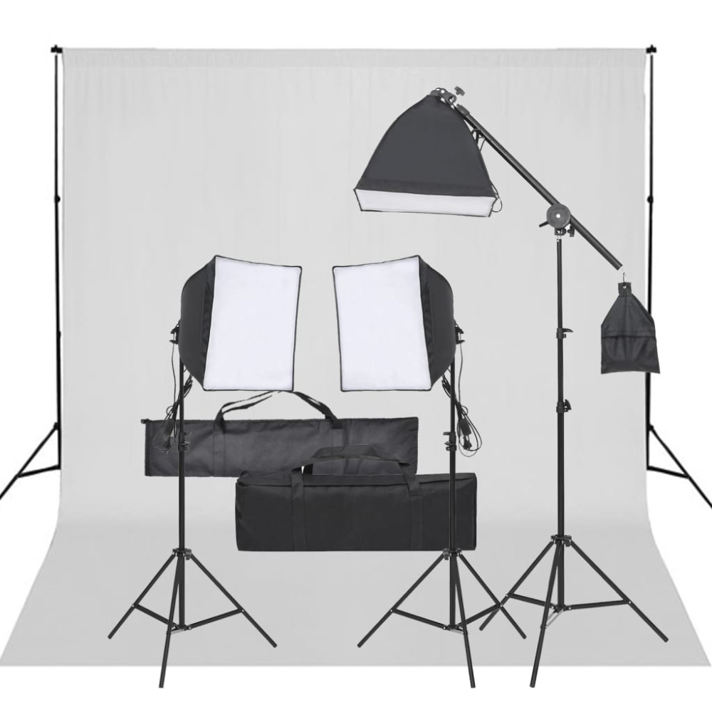 Produktbild för Fotostudio med lampor och bakgrund