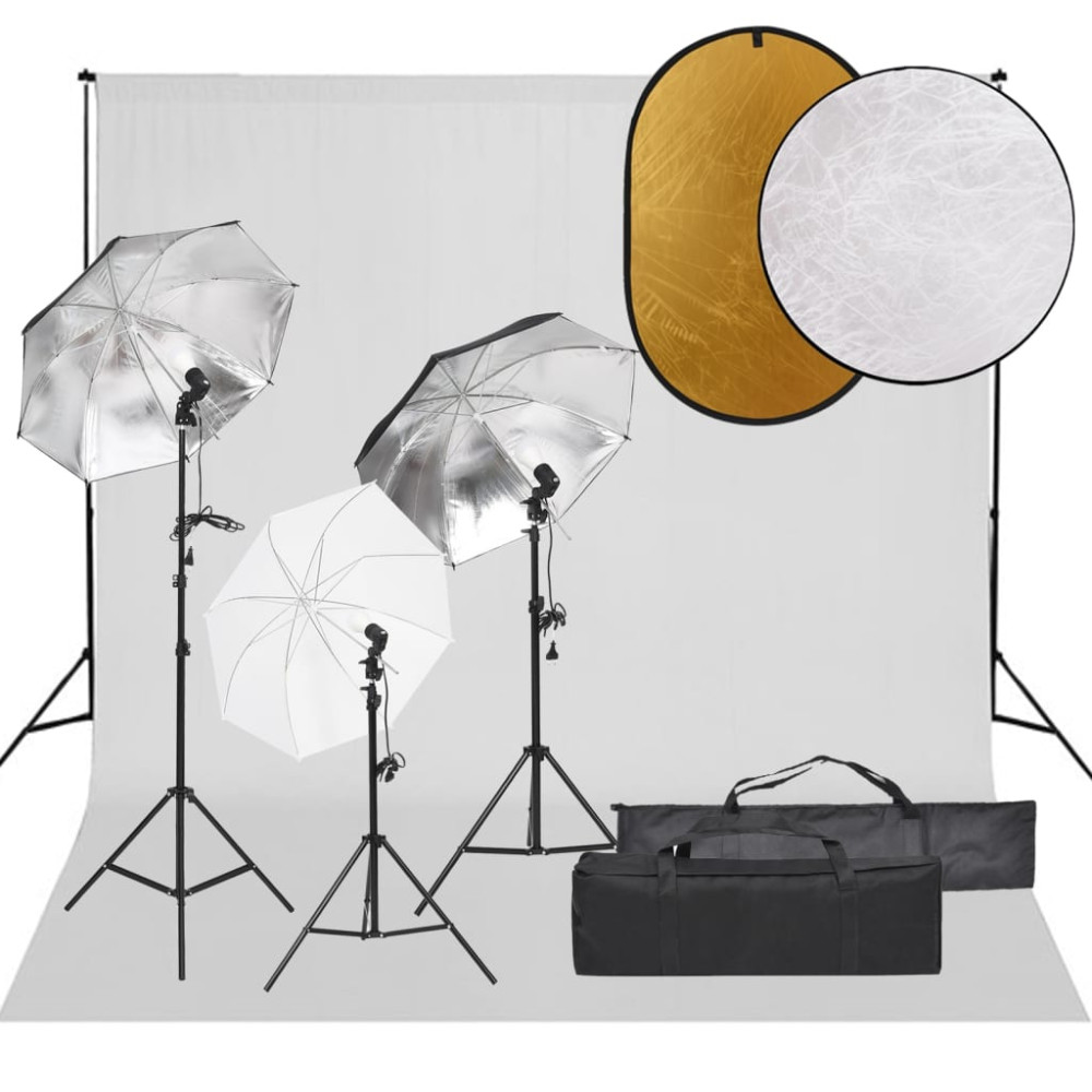 Produktbild för Fotostudio med lampor, bakgrund och reflexskärm