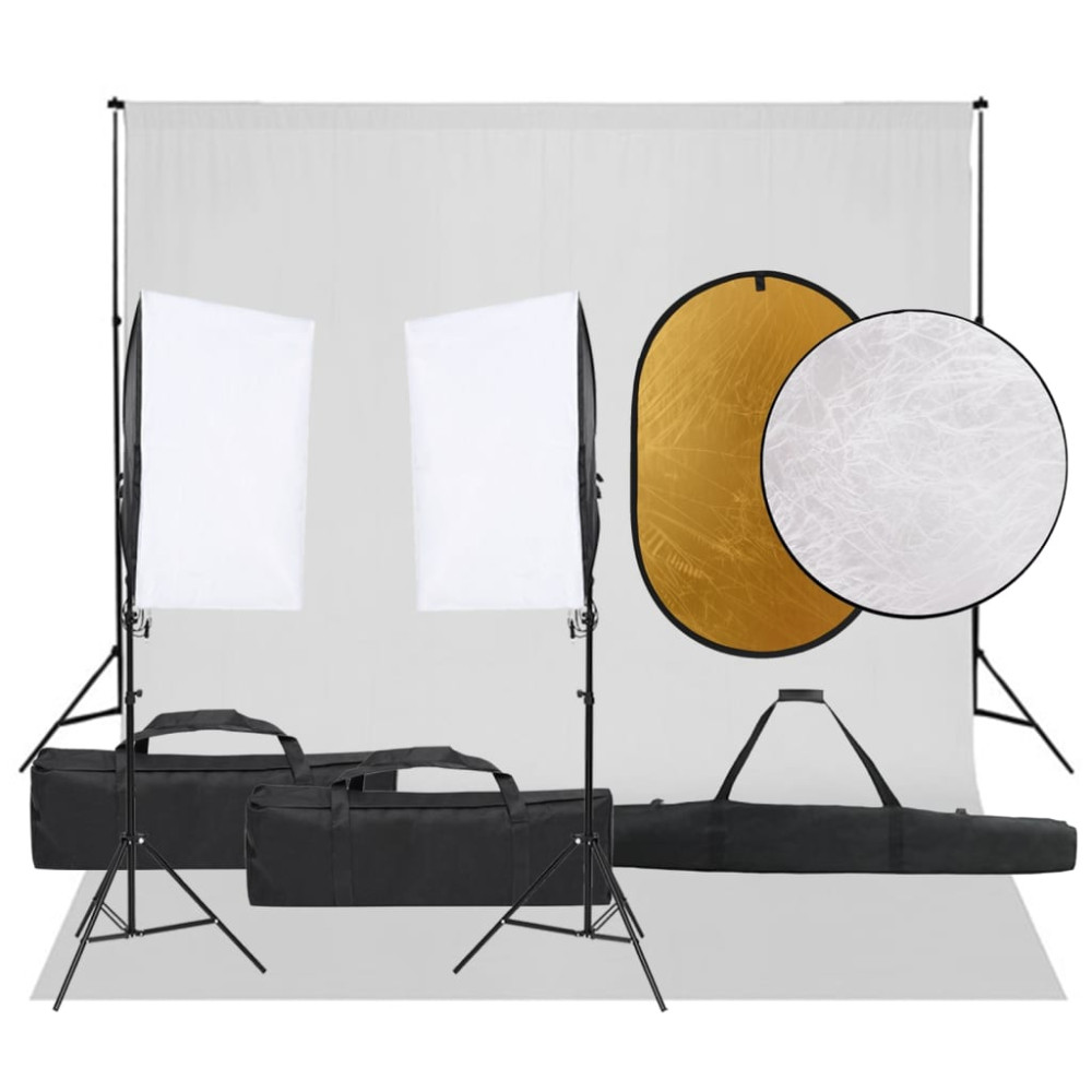 Produktbild för Fotostudio med lampor, bakgrund och reflexskärm