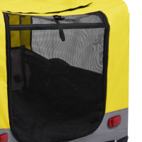 Produktbild för Cykelvagn för husdjur och joggingvagn 2-i-1 gul och grå