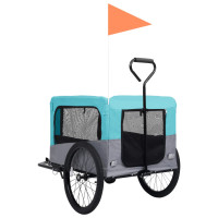 Miniatyr av produktbild för Cykelvagn för husdjur och joggingvagn 2-i-1 blå och grå