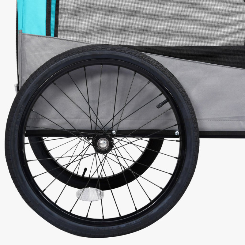 Produktbild för Cykelvagn för husdjur och joggingvagn 2-i-1 blå och grå