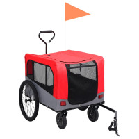 Miniatyr av produktbild för Cykelvagn för husdjur och joggingvagn 2-i-1 röd och grå