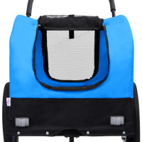 Produktbild för Cykelvagn för husdjur och joggingvagn 2-i-1 blå och svart