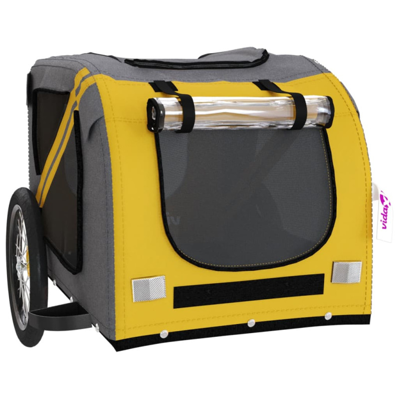 Produktbild för Cykelvagn för djur gul och grå oxfordtyg och järn