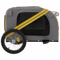 Miniatyr av produktbild för Cykelvagn för djur gul och grå oxfordtyg och järn